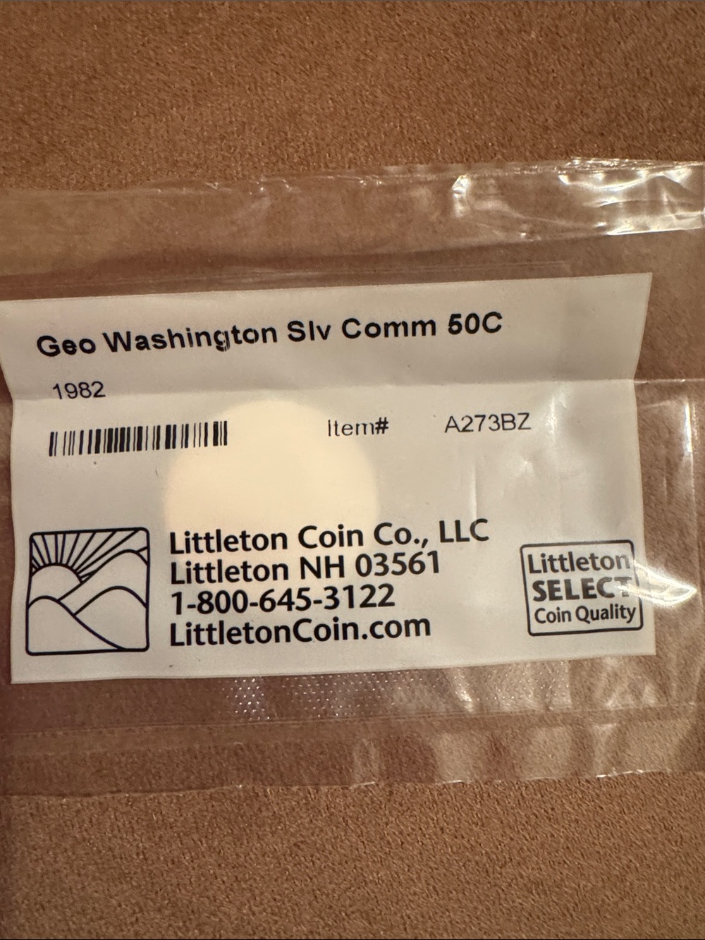 Littleton Coin Co. Packaged George Washington  50 cent Coin uncirculated 1982